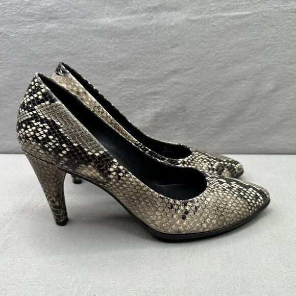 ECCO Shape 75 Pointy Womens Size 37 (6-6.5) Heels Leather Snakeskin Pump - Picture 1 of 12